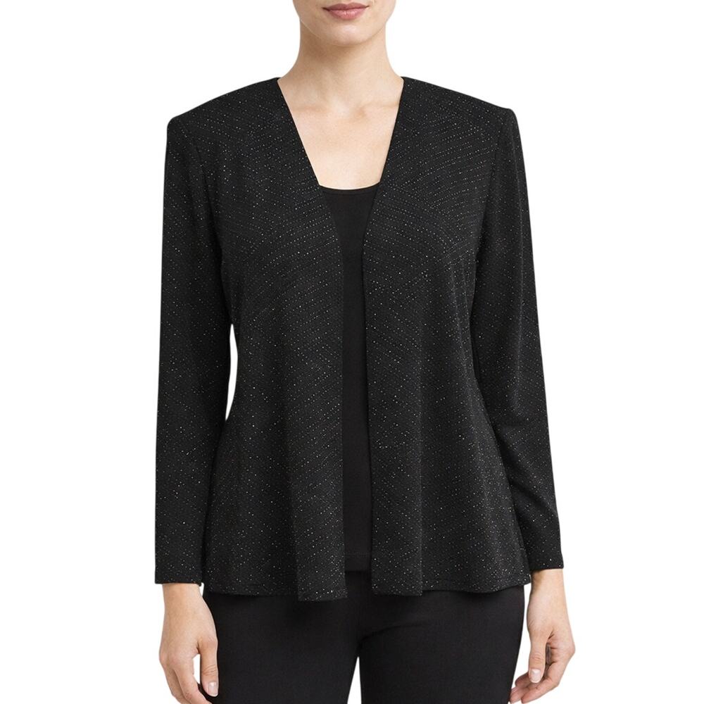 Alex Evenings Women's Medium Black Sparkle Cardigan Evening Jacket